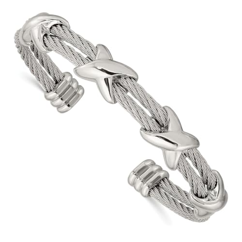 Chisel Cable X Design Cuff Bangle in Stainless Steel, 10mm