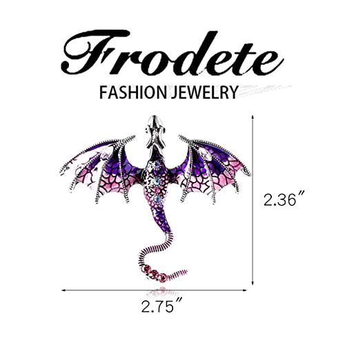 Collar Chain Pin for Men and Women - Hanging Tassel Brooch Lapel Pin for Business Suits - Bar Pin With Long Chain - Gifts - color: O: Dragon brooch purple