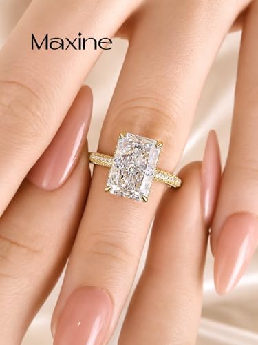 Maxinejewelry 4.5CT Radiant Cut Wedding Ring Set for Women - color: Golden Ring