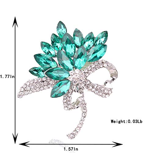 seven wolves Women's Austrian Crystal Brooch Wedding Flower Leaf Bouquet Brooch - color: Green