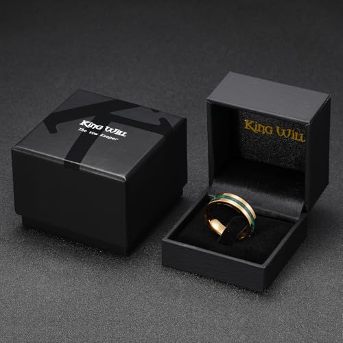King Will Wood Wedding Band Wood Inlay for Men - color: Gold-6mm