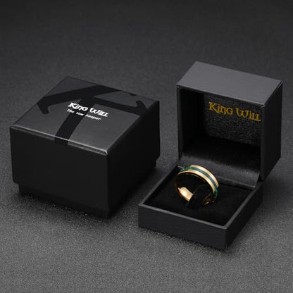King Will Wood Wedding Band Wood Inlay for Men - color: Gold-6mm