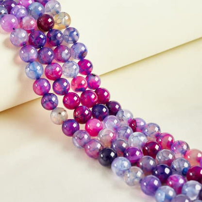 100pcs 6mm Purple Dragon Vein Agate Beads Natural Gemstone Beads Round Loose Beads for Crafting and Jewelry Making - color: Purple Dragon Vein Agate, size: 6mm