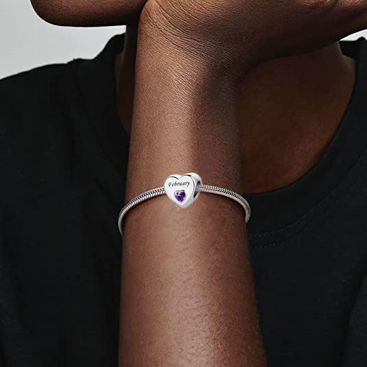 January-December 12 Months Colors Birthstone Crystal Happy Birthday Heart Charms For Charm Bracelets Necklace - color: May