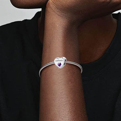 January-December 12 Months Colors Birthstone Crystal Happy Birthday Heart Charms For Charm Bracelets Necklace - color: May
