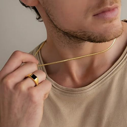 Gold Chain for Women & Men,14K Gold Necklace for Men &Women Flat Snake Chains for Womens Herringbone Curb Choker Chains Necklaces 3MM Width，18” 20” 22” 24” - size: 18inchs