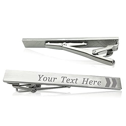 Personalized Tie Clips Pin for Men Engraved Exquisite Stainless Steel Personalized Gift for Best Man Usher Dad Boyfriend Husband Wedding Birthday Engagement with Box
