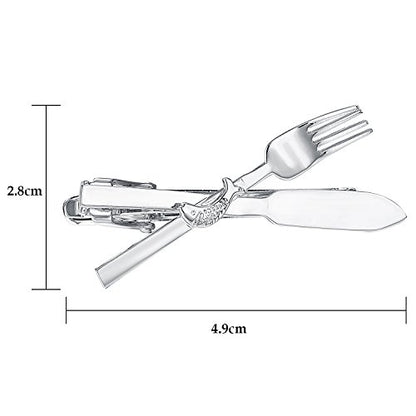 Yoursfs Unique Fork and Knief Tie Clip for Men Gold Silver 316L Stainless Steel Tie Bar Pin Novelty Men's Jewelry - style: Silver Fork and Knife Tie Clips