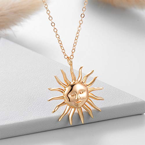 MTMY Gold Moon Pendant Necklace for Women,14K Gold Plated Dainty Chain Crescent Moon Sun Star Necklace Jewelry - style: sun