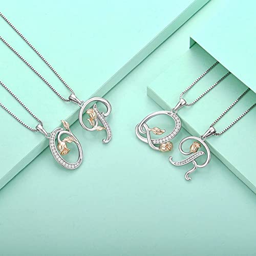 STARCHENIE Initial Necklace for Women Sterling Silver Letters 26 Alphabet Pendant Rose Flower Jewelry Gifts for Family Sisters Friend - color: R