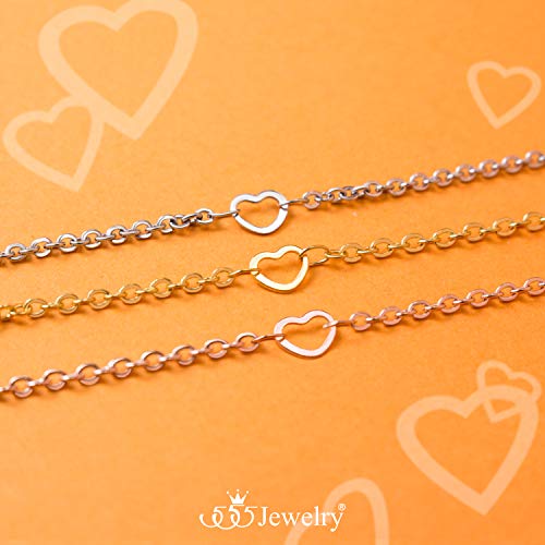 555Jewelry Womens Stainless Steel Mini Multi Heart Love Dainty Chain Necklace - color: Pink Rose Gold