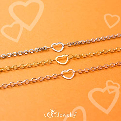 555Jewelry Womens Stainless Steel Mini Multi Heart Love Dainty Chain Necklace - color: Pink Rose Gold