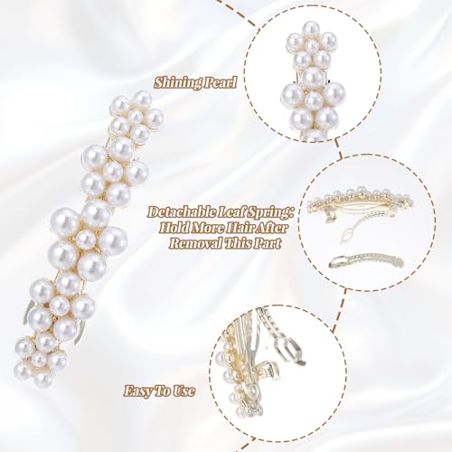 2PCS Pearl Clips for Hair Elegant Flower Pearl Barrette Jewelry