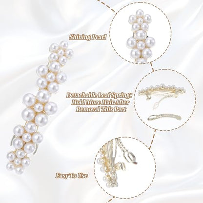 2PCS Pearl Clips for Hair Elegant Flower Pearl Barrette Jewelry