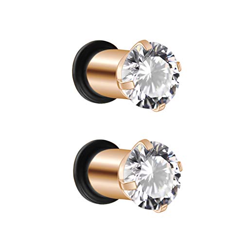 2/4/6/8 Gauge Earrrings Plugs Tunnels Gauges for Ears - color: rosegold5mm
