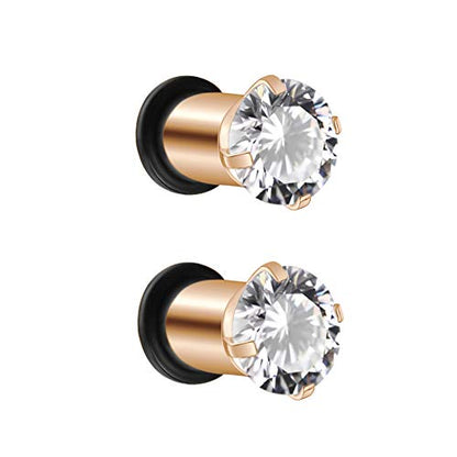2/4/6/8 Gauge Earrrings Plugs Tunnels Gauges for Ears - color: rosegold5mm