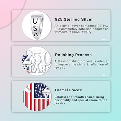LUXILLA Love You Best Friend Grandma Wife Heart Charm 925 Sterling Silver Charms Fit for Bracelets Necklace Jewelry Gift for Women - color: 250th Anniversary Charm