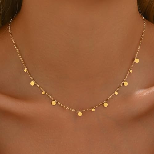 Dainty Gold Waterproof Choker Necklaces for Women Daily Wearing - color: Small Disc-GD