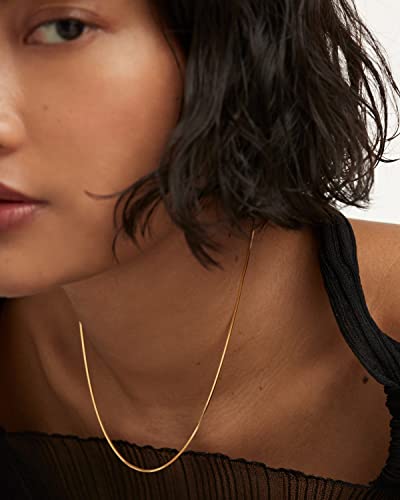 DEARMAY 14K Gold Plated Herringbone Necklaces for Women, Dainty Gold Snake Choker Chain Non Tarnish Trendy Simple Thin & Chunky Options Neckalce 1.5/3/5/6/8mm Chain Jewelry for Gifts - color: 1.5MM 16"-GD Herringbone Necklace