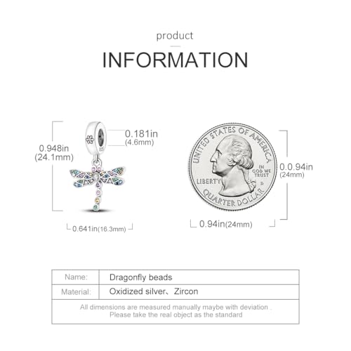 HONGRUI 925 Sterling Silver Charm for Bracelets Fashion Women Jewelry Gift - color: Pink dragonfly