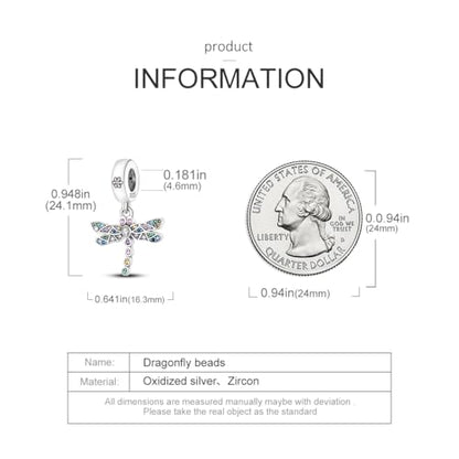 HONGRUI 925 Sterling Silver Charm for Bracelets Fashion Women Jewelry Gift - color: Pink dragonfly
