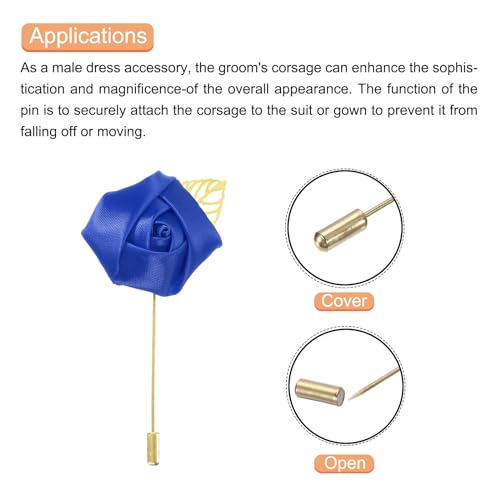 MECCANIXITY Groom Boutonnieres Rose Boutonnieres Pins for Wedding - color: Deep Blue