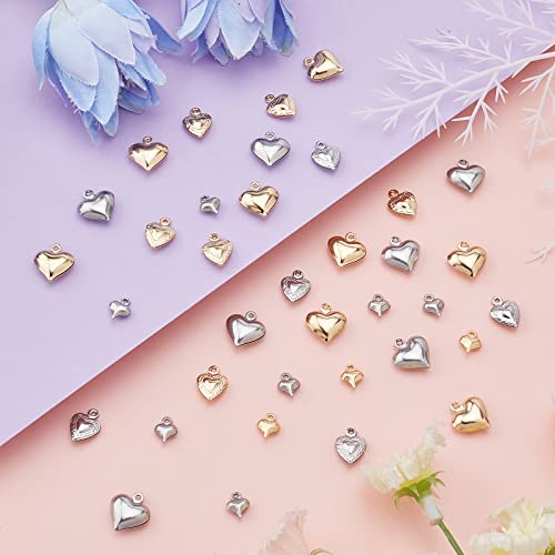 SUNNYCLUE 1 Box 120Pcs 6 Styles Valentine's Day Charms Metal Heart Charms Silver Heart Shaped Charms Gold 3D Love Charms for Jewelry Making Charms DIY Earring Necklace Bracelet Gifts Craft Supllies - color: 1 Box 120pcs 2 Colors 3d Heart Charms