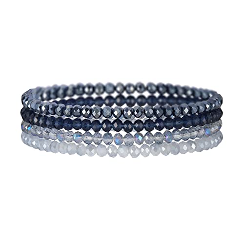 Noessla Beaded Boho Stretch Bracelet Colorful Stackable Crystal Beads Bracelets Trendy Costume Jewelry Mothers Day Gifts for Women - color: Dark blue