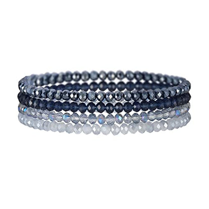 Noessla Beaded Boho Stretch Bracelet Colorful Stackable Crystal Beads Bracelets Trendy Costume Jewelry Mothers Day Gifts for Women - color: Dark blue