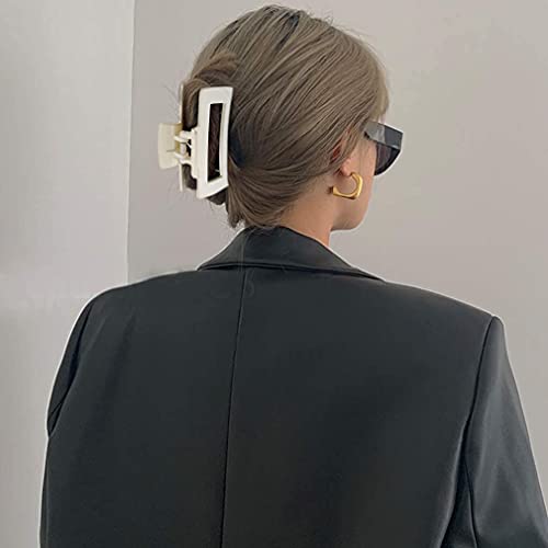 Canitor 4.1 Inche Large Hair Claw/Clips for Thick Hair, Acrylic, Banana Claw, Non-slip, Rectangular Jaw Big Gifts for Women, Girls - 4 PCS - color: black, amber, transparent, off white