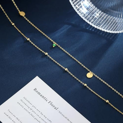 Waist Chain for Women 14K Gold/Silver Plated Body Chain Beads Link Belly Chains Belly Belt Waist Beads Chains Adjustable Sexy Bikini Body Jewelry Daily Belts Gifts for Women - style: 2Pcs Peacock Green Beads-GD