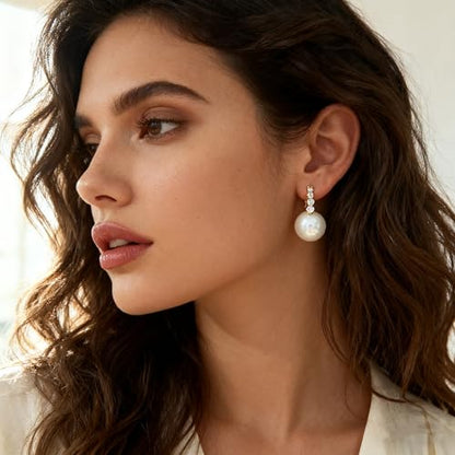 Pearl Earrings for Women Minimalist Pearl Drop Earrings Elegant Leverback Dangle Earrings Wedding jewelry Bridesmaid Gifts - style: pearl huggie