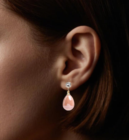 Pearl Clip on Earrings for Women - 14K Gold Silver Plated Cubic Zirconia Non Pierced Ear Clips Jewelry Gifts for Wedding Bridal Party Gifts - color: Pink-10mm