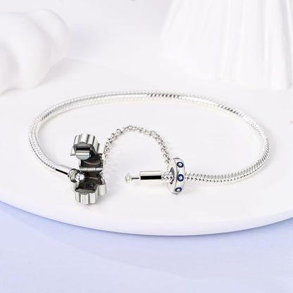 KUNSIR 925 Sterling Silver Snake Chain Bracelet with Safety Chain Charm Bracelets for Women Teen - style: KJB041