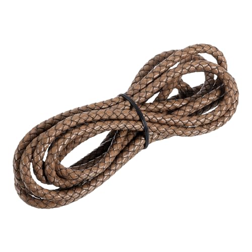 MECCANIXITY Braided Leather Cord, Round Leather Bolo Tie String Rope for Crafts, Jewelry Making, Necklace, Bracelets, 5mm x 2m, Retro Brown - color: Retro Brown, size: 5mm x 2m