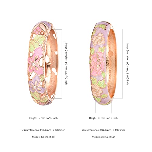 UJOY Handcraft Cloisonne Jewelry Bracelet Colorful Enamel Butterfly Flower Bird Hollowed Spring Hinged Cuff Bangles Women Gifts Pack in Box 88A11 - color: A09-2 Pcs/set-Butterfly-Purple