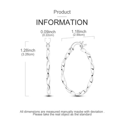 Parmuz 925 Sterling Silver Earrings Hoops for Women Ladies Simple Lightweight Twisted Medium Hoop Earrings With Cubic Zirconia Hypoallergenic Jewelry for Her - color: grey