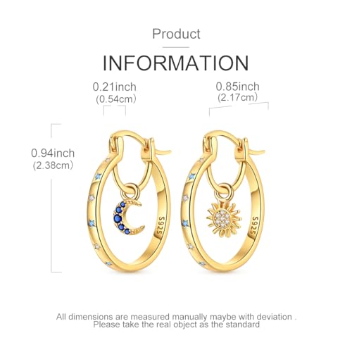 Parmuz 925 Sterling Silver Earrings Hoops for Women Ladies Simple Lightweight Twisted Medium Hoop Earrings With Cubic Zirconia Hypoallergenic Jewelry for Her - color: Gold 5