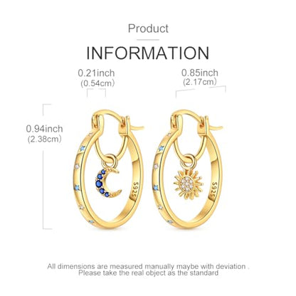 Parmuz 925 Sterling Silver Earrings Hoops for Women Ladies Simple Lightweight Twisted Medium Hoop Earrings With Cubic Zirconia Hypoallergenic Jewelry for Her - color: Gold 5