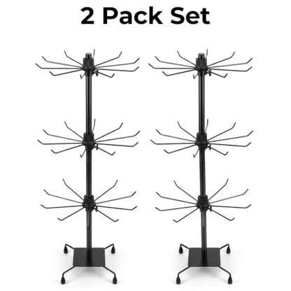QWORK 3-Tier Rotating Metal Jewelry Display Stand – 2 Sets Adjustable Tabletop Holder for Necklace, Earring & Key Ring - size: 2 Pack