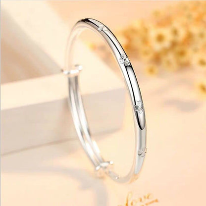 925 Sterling Silver Bracelet Plated Cuff Bangle Bracelet Fashionable Multi-layer Cross Wire Bangle Bracelet Open Adjustable Wide Cuff Bracelet for Teen Girls Fashion Jewelry - color: 01
