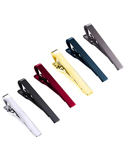 Tornito 6Pcs Tie Clips Set for Men Tie Bar Clip Set for Regular Skinny Ties Necktie Wedding Business Clips for Men - color: B:6 Pcs(2.2*0.24 inch)
