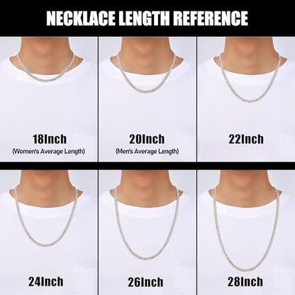 Fiusem 3.5mm Cuban Link Chains for Men, Silver Tone/Black/14K Gold Plated Stainless Steel Necklace Chain, Mens Necklace 16, 18, 20, 22, 24, 26, 28 Inch - size: 20 inches, style: a.6mm width-steel