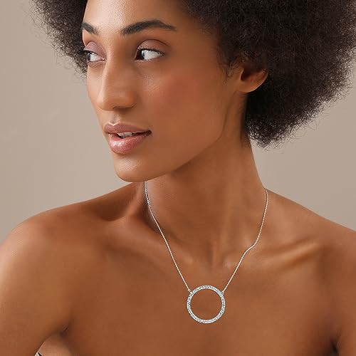 LeCalla 925 Sterling Silver Hammered Necklace for Women | Italian Handmade Hammered Texture Pendant Necklaces | Women's Adjustable Chain Necklace Pendant Jewelry Gift for Her - color: Hammered Circle-18 Inches