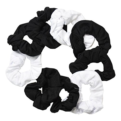 9 Pack Scrunchies Hair Ties (6 Black 3 White) - color: 6 Black 3 White