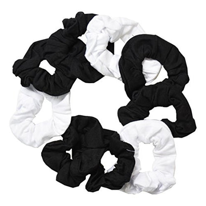 9 Pack Scrunchies Hair Ties (6 Black 3 White) - color: 6 Black 3 White