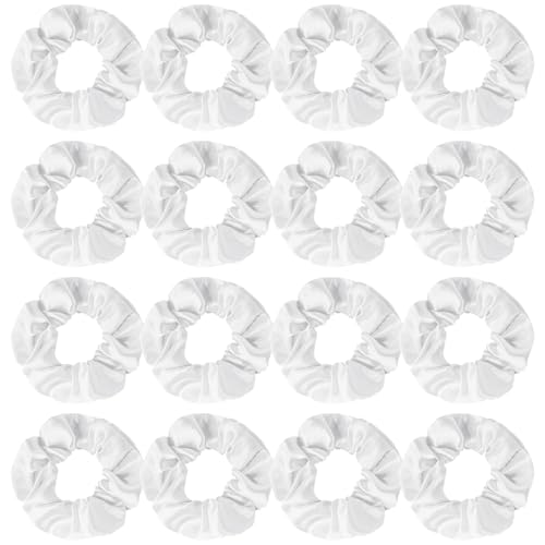 16 Pcs Satin White Scrunchies Bridesmaid Proposal Gifts Hair Ties Scrunchies for Women Girls Bachelorette Party Favors (white) - color: white