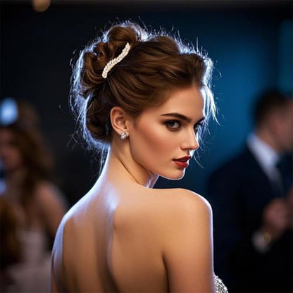 Rhinestone Hair Barrettes for Women Crystal Gold Hair Clips French Design Wedding Bridal Hair Accessories for Wedding Prom Fancy Hair Jewelry for Women Girls