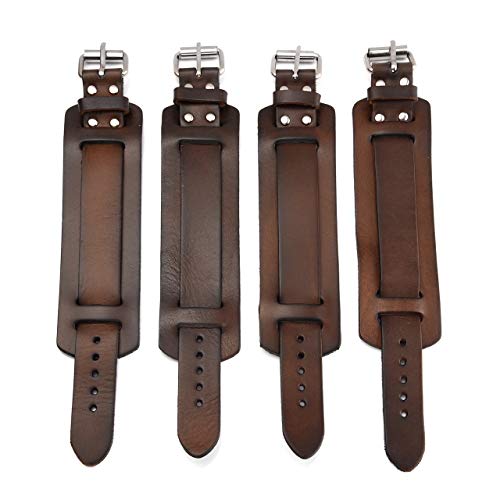 Jovivi Cutom Leather Bracelet - Personalized Punk Men Women Black Brown Wide Genuine Leather Wrap Cuff Bangle Bracelet Belts Wistband, Adjustable 7.2"-9" - color: Brown(Engraving)