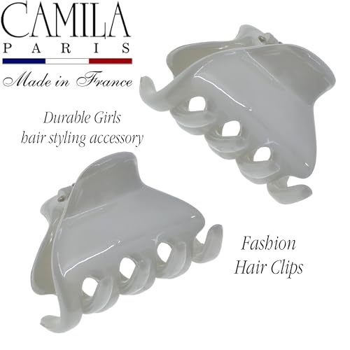 Camila Paris CP3661 French Hair Clip for Women, Small 1 inch Set of 2 Girls Hair Claw Clips Jaw Fashion Durable and Styling Hair Accessories for Women, Strong Hold No Slip Grip, Made in France - color: Gray 1" 2PK